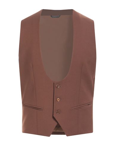 Man Tailored Vest Brown Size 38 Polyester, Viscose, Elastane
