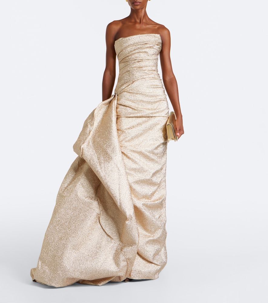 Gathered lamé corset gown