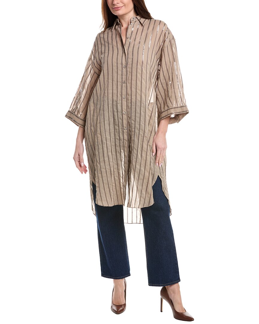 Sequin Stripe Long Shirt