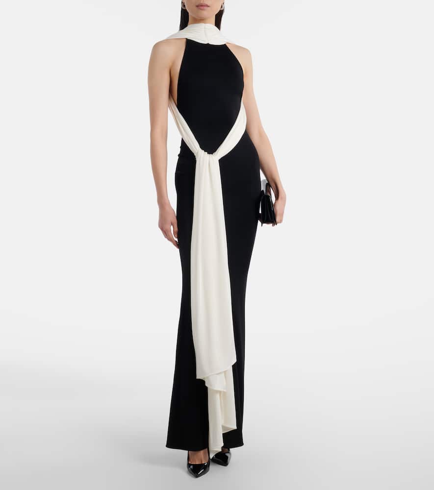 Leia scarf-detail halterneck gown