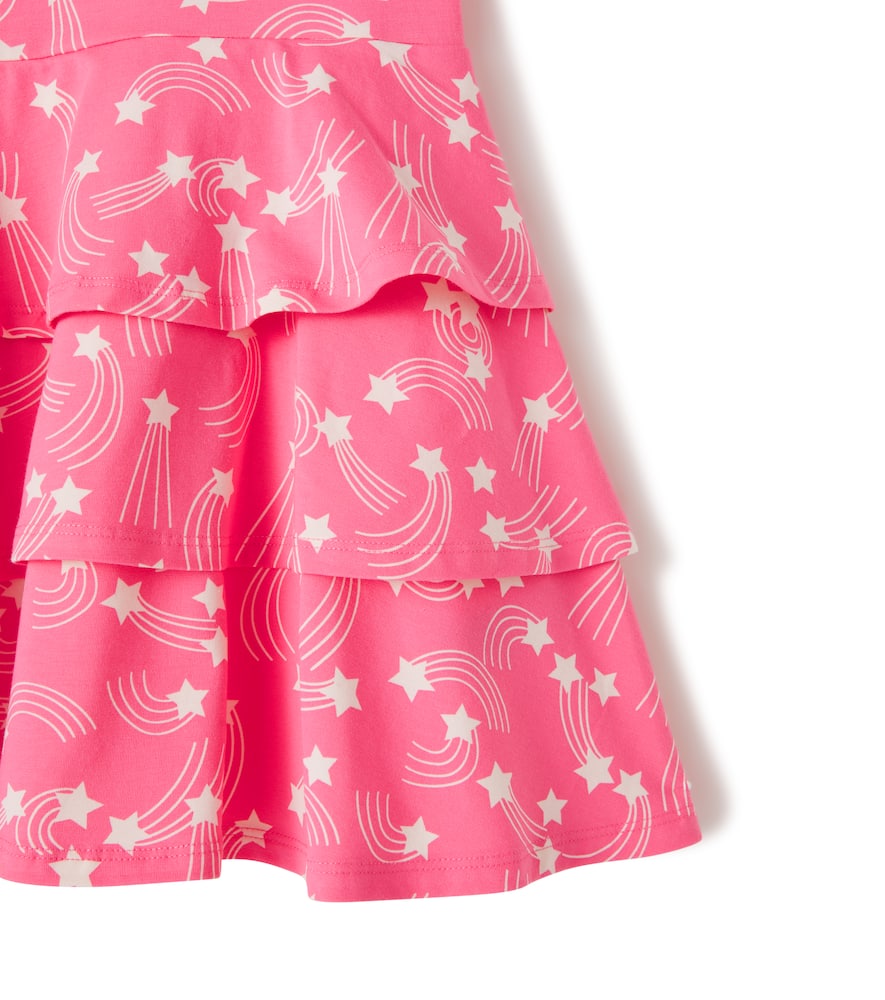 Printed tiered cotton-blend jersey dress