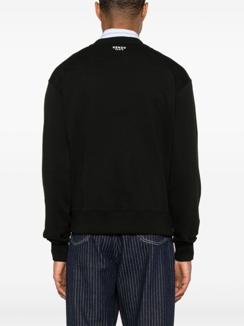 Black Sweater With Boke Flower Patch In Cotton Man