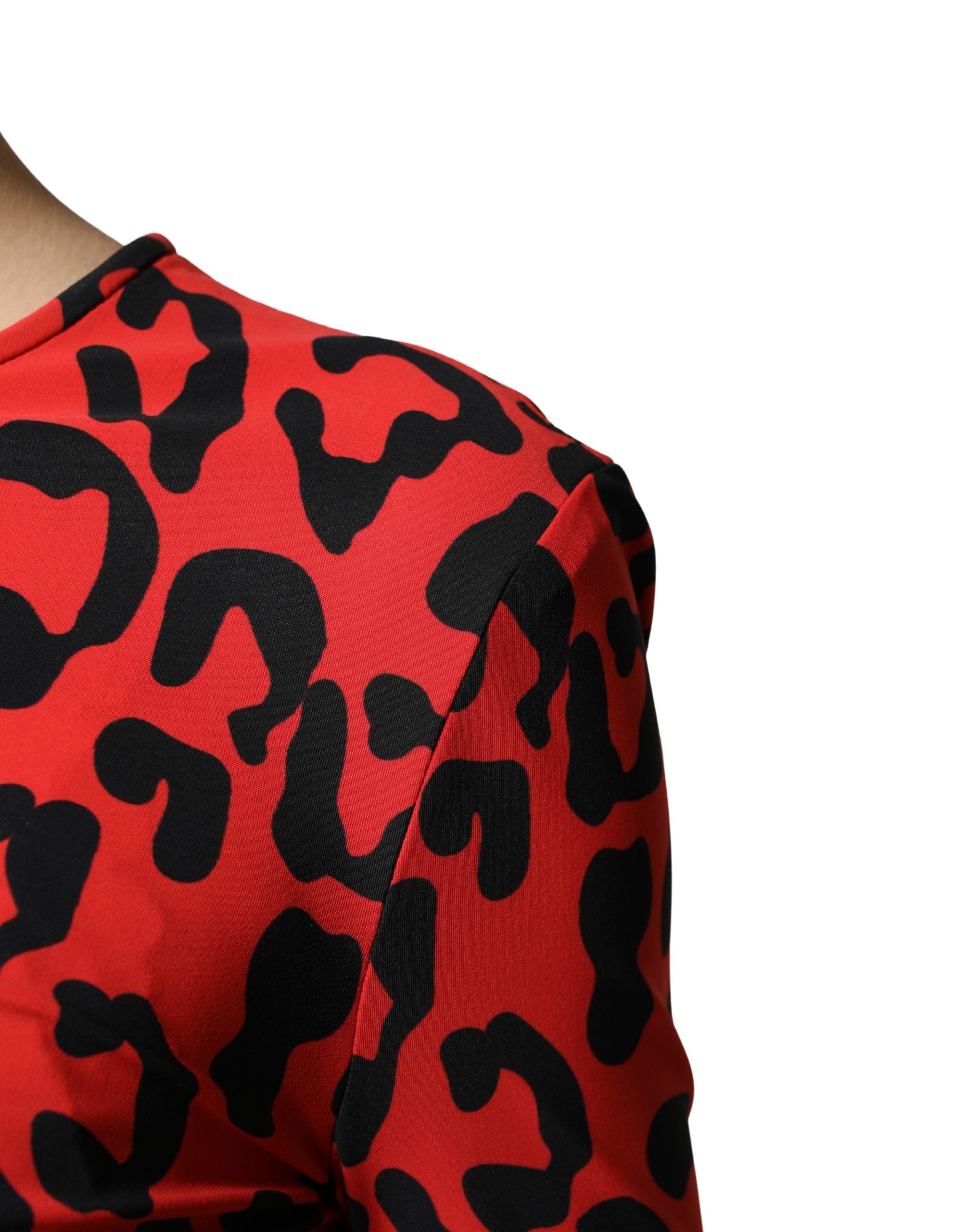 Leopard-Print Dress — Red