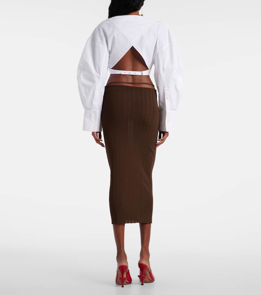 Pralu ribbed-knit midi skirt
