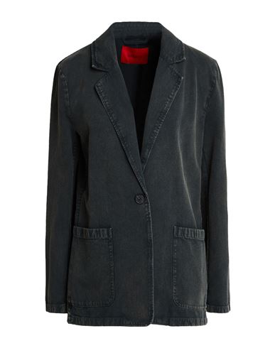 Woman Blazer Charcoal Size 4 Cotton, Viscose