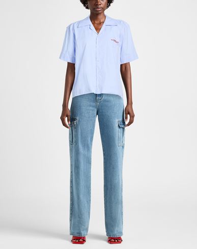 S. s.daley Woman Shirt Sky blue Size L Cotton