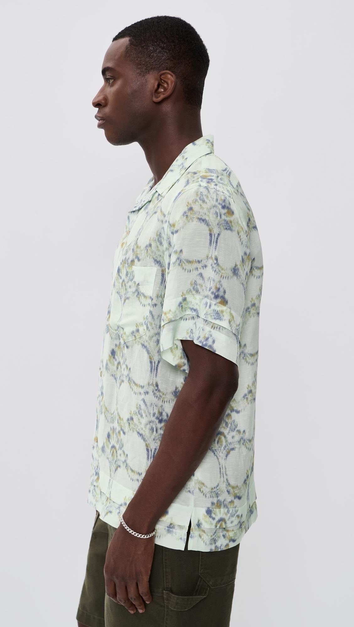 Lotus Bowling Shirt Pale Teal/Olive/Lavender