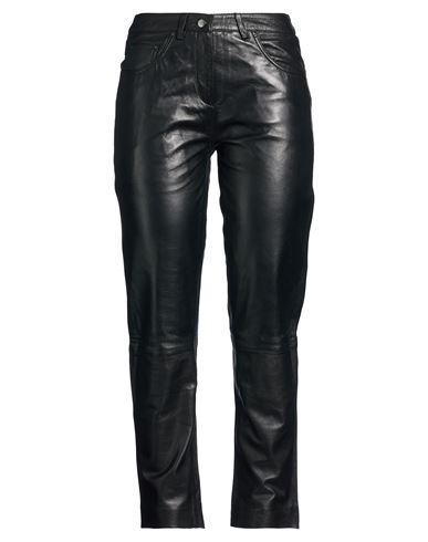 Woman Pants Black Size 2 Lambskin