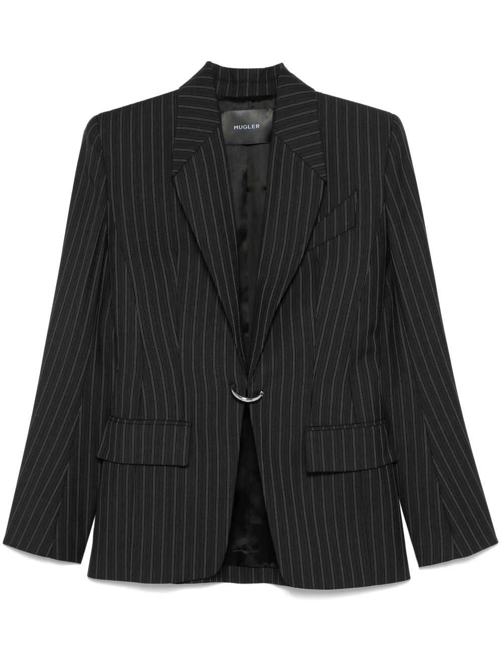 Pinstripe pierced blazer - Black