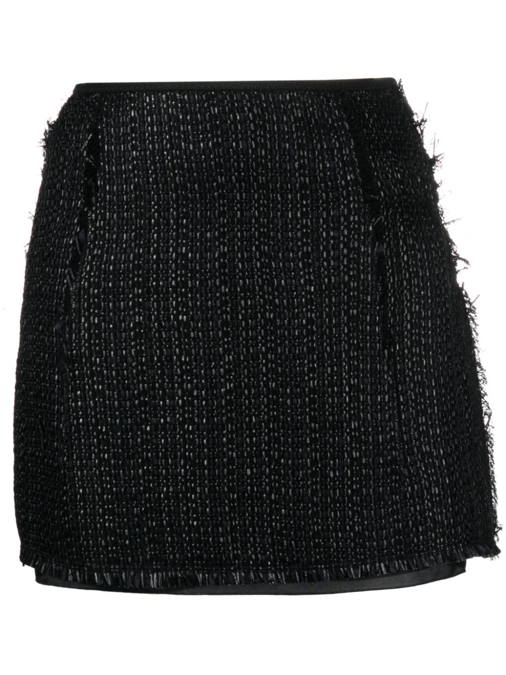 Metallic tweed A-line miniskirt - Black