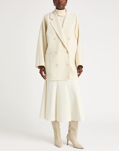Woman Coat Ivory Size 4 Virgin Wool, Cashmere