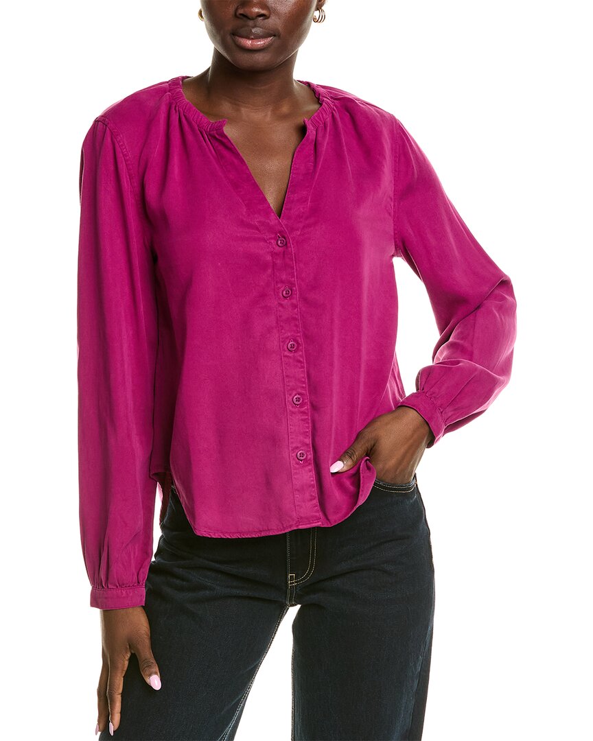 Elastic Neck Button Down Shirt