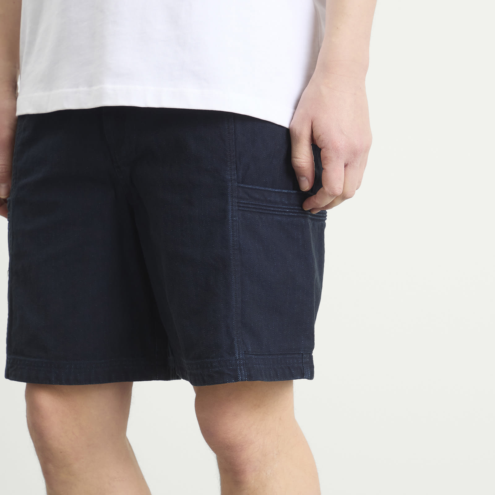 Men's Lunar Jean Short in Deep Indigo Herringbone