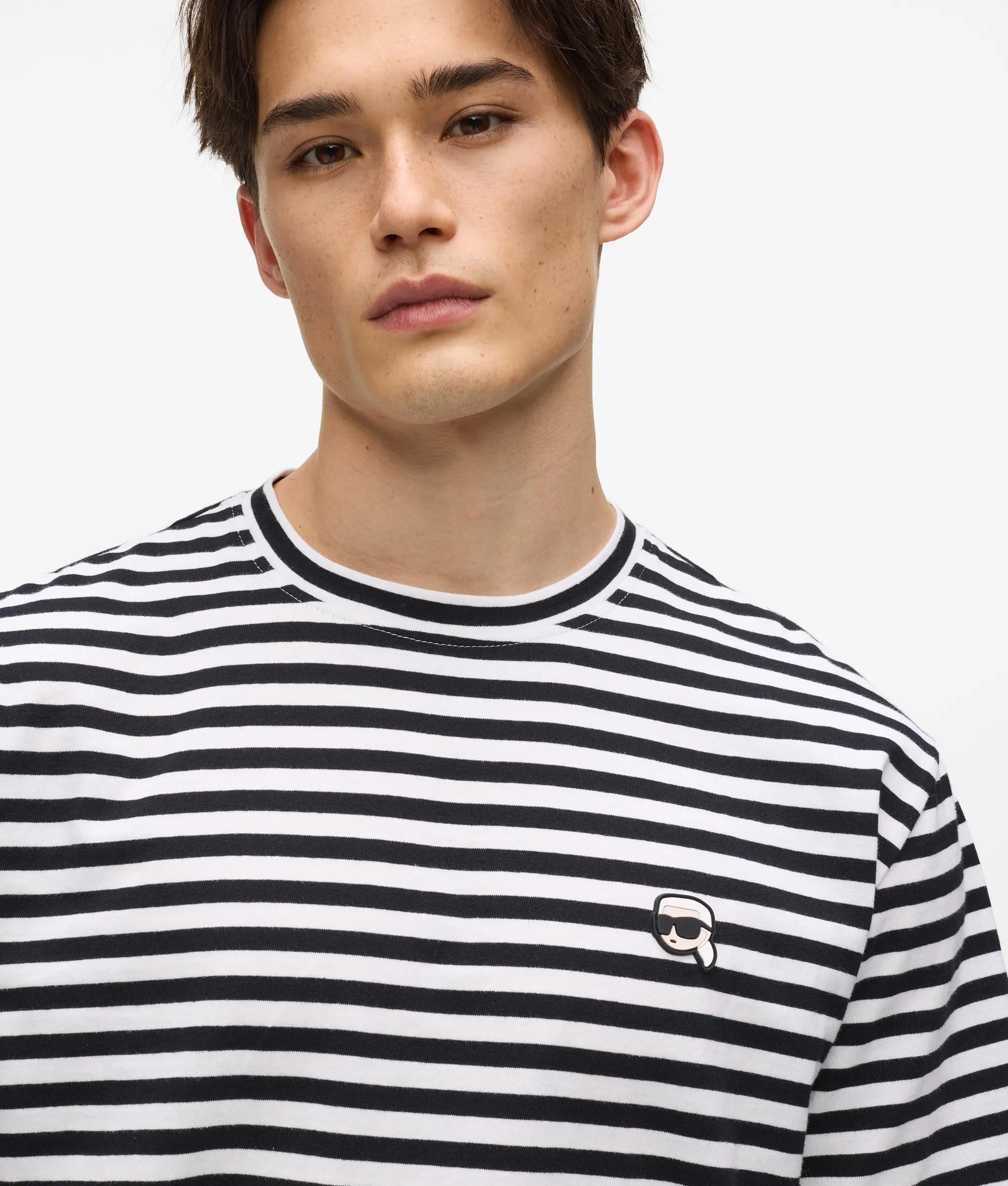 Karl Lagerfeld - Ikon Legeres Streifen-t-shirt, Herren, Weiss/schwarz, Größe