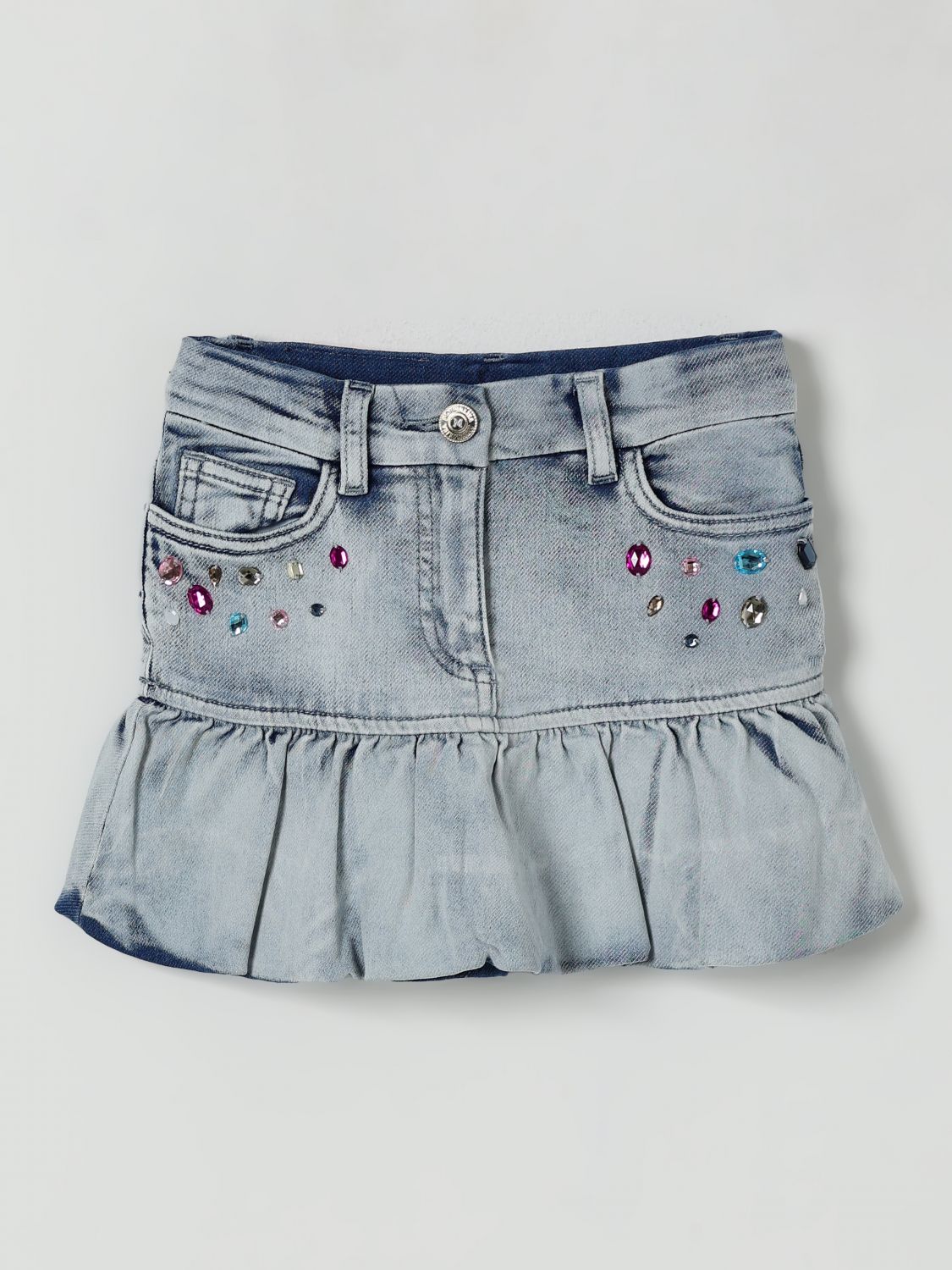 Ruffle-hem denim skirt - Blue