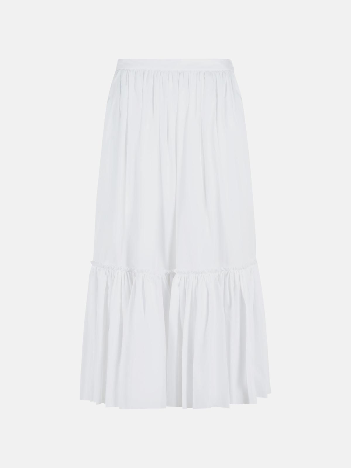 Skirt In White Cotton Poplin