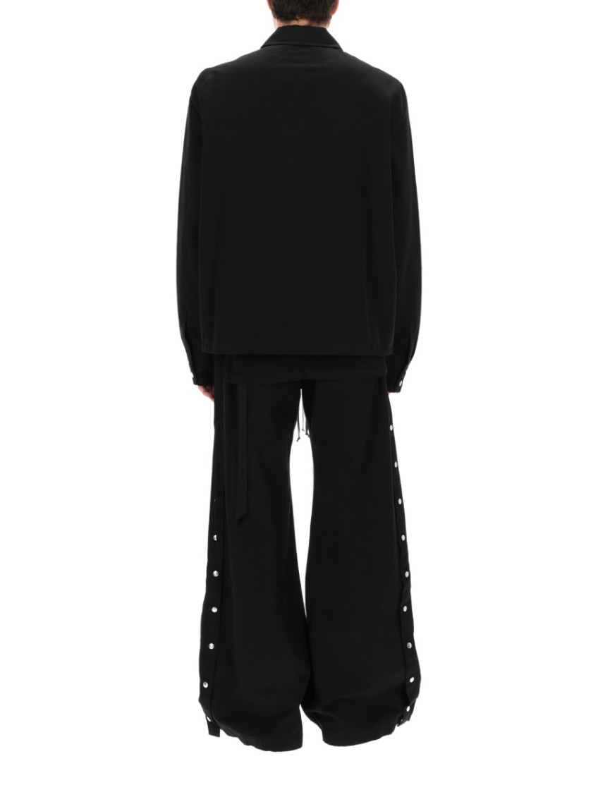 Black Solid Shirt Collar Jacket
