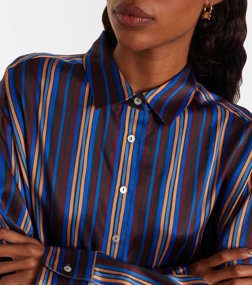 Maya striped silk charmeuse pajama shirt