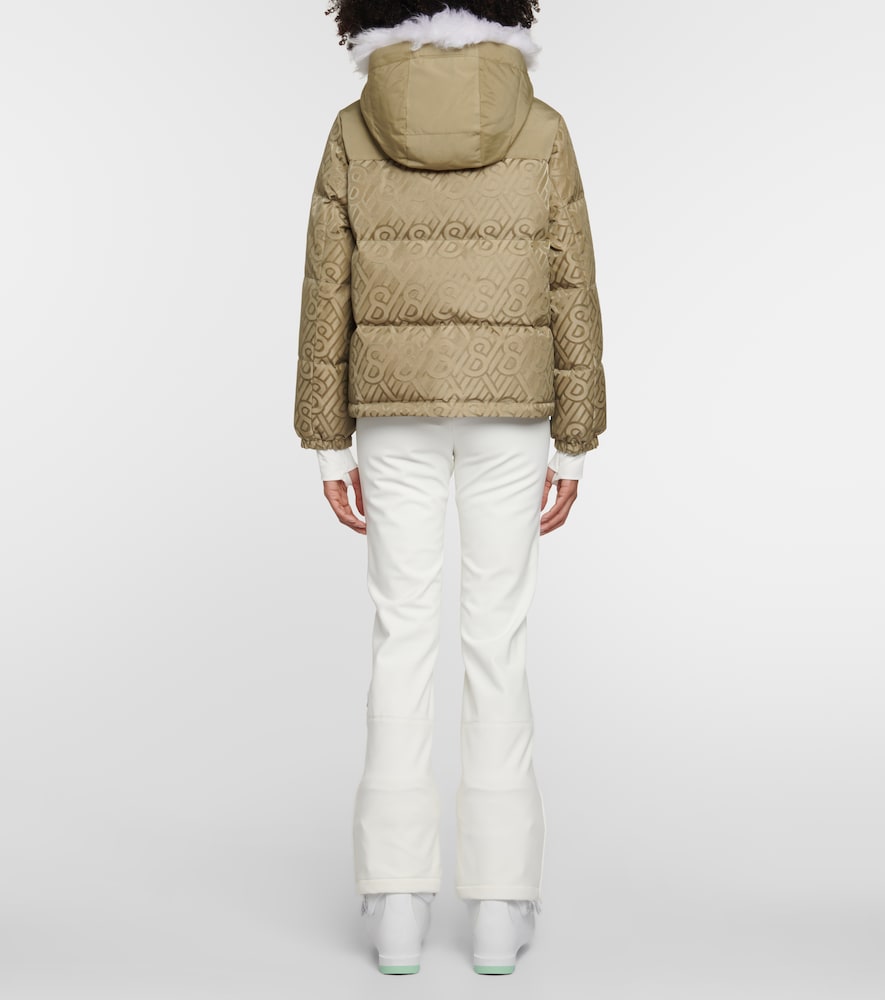 Logo shearling-trimmed down jacket