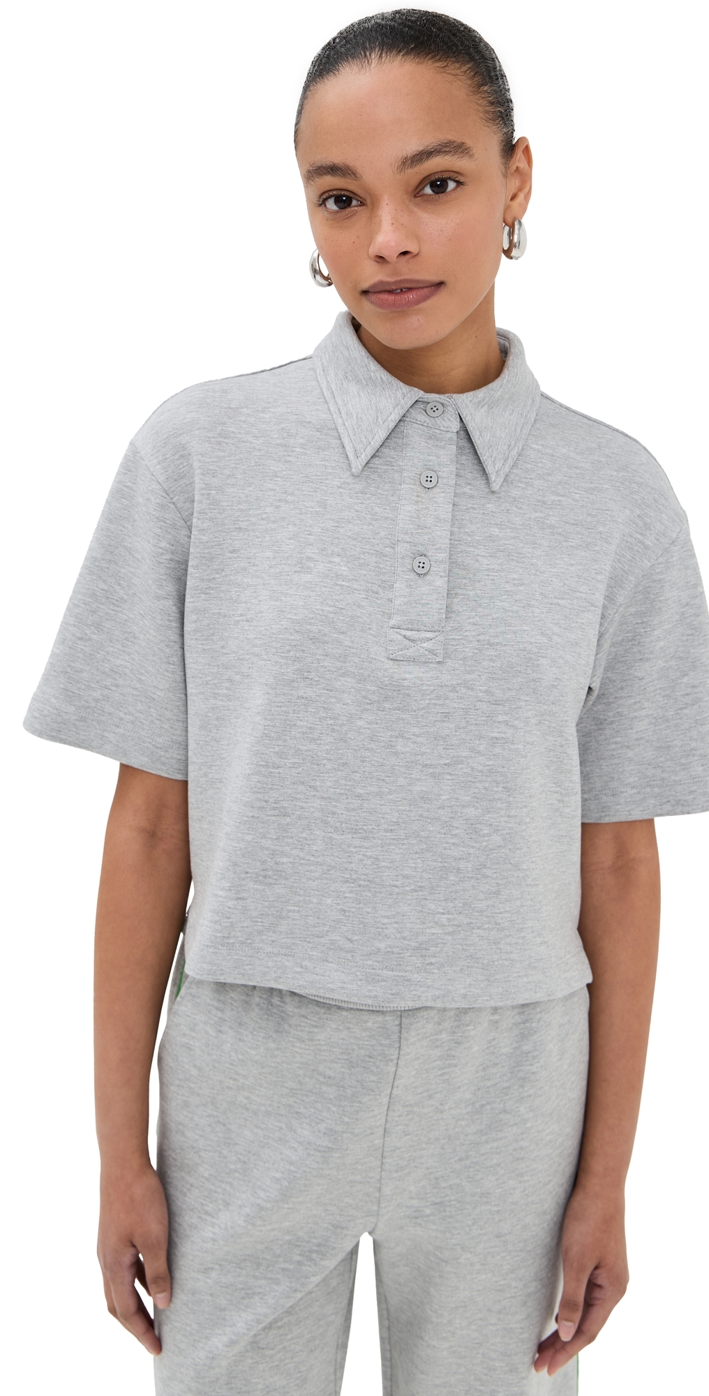 Josephine Polo Top Heather Grey