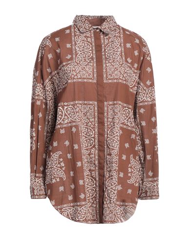 Fabiana Filippi Woman Shirt Chocolate brown Size 10 Cotton, Ecobrass