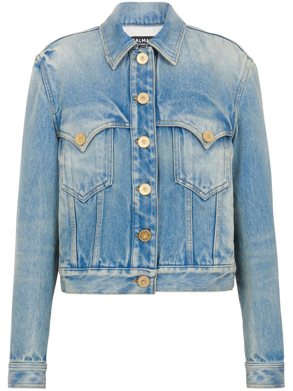 Logo-embroidered denim jacket - Blue