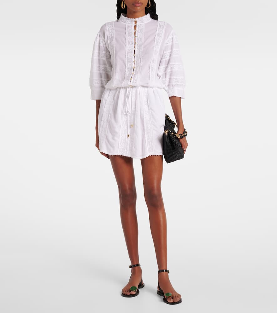 Rita lace-trimmed cotton minidress
