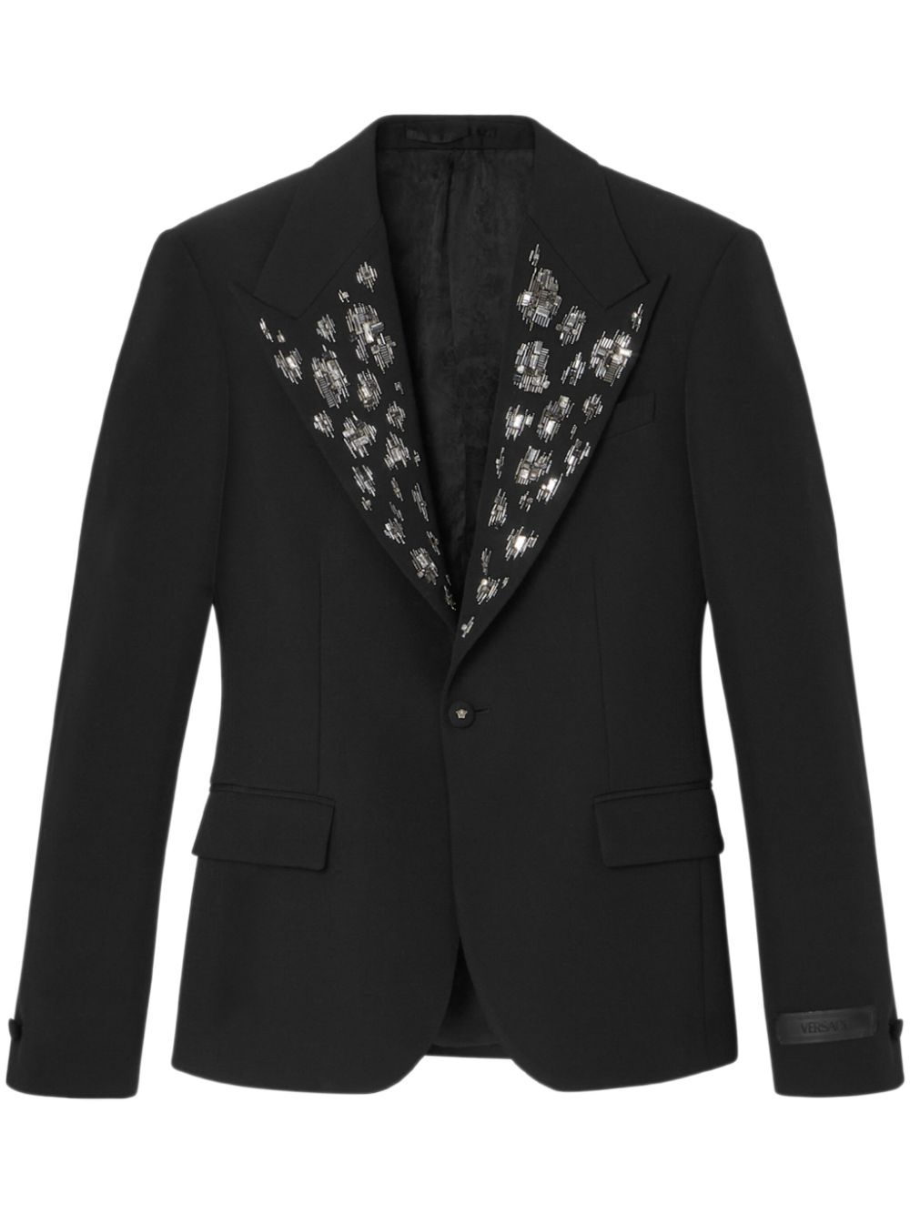 Embellished grain-de-poudre blazer - Black
