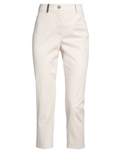 Peserico Woman Pants Off white Size 2 Cotton, Elastane