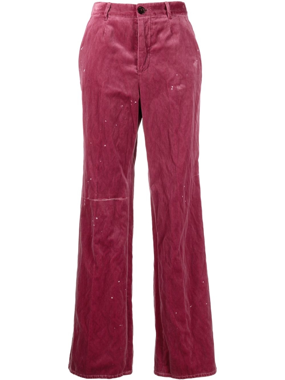 Embroidered-logo velvet trousers - Pink