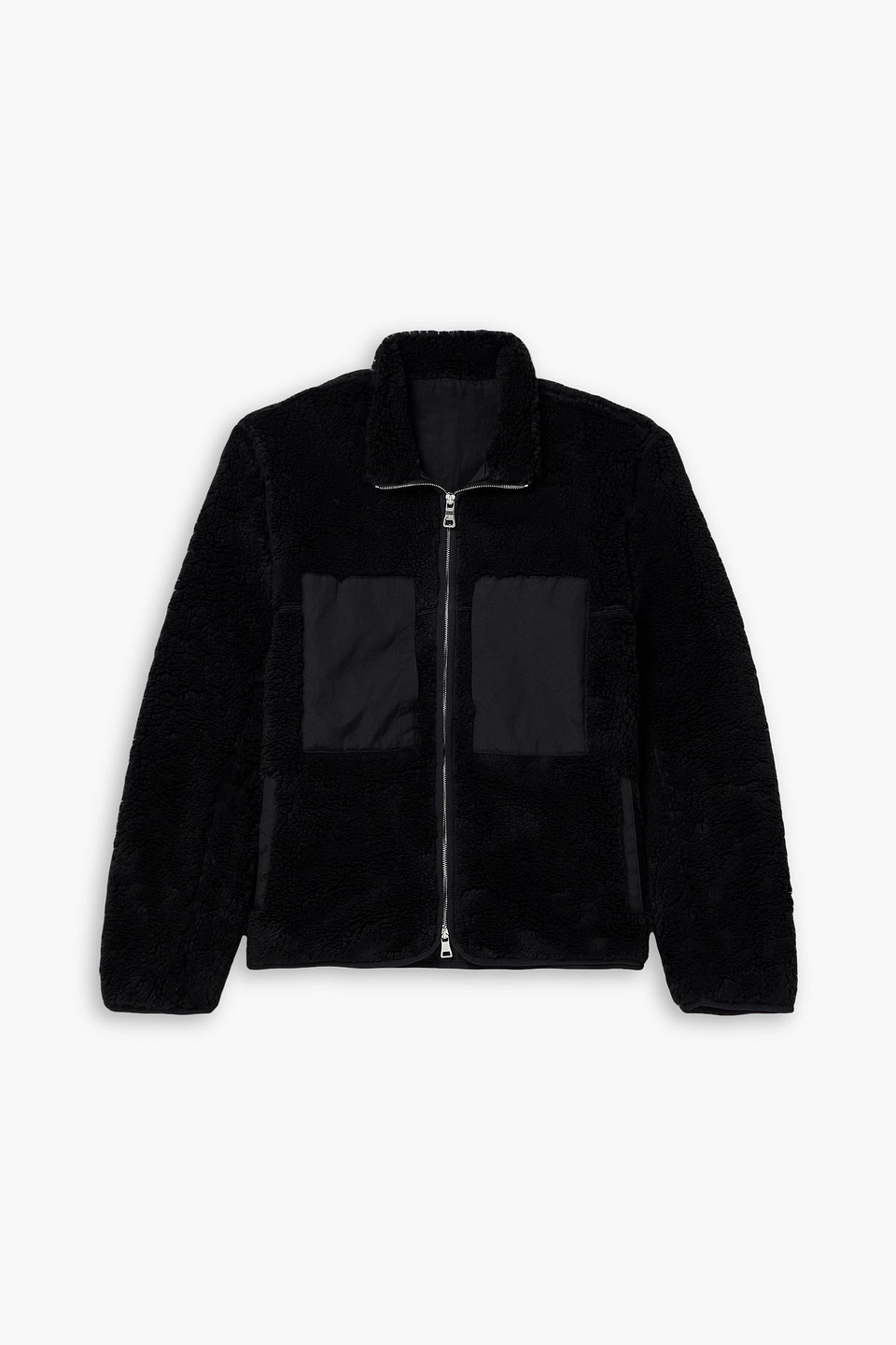 Shell-trimmed fleece jacket - Black - S