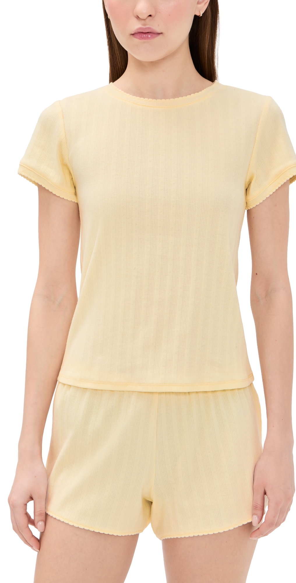 The Coco Pointelle Pajama Set Butter Yellow