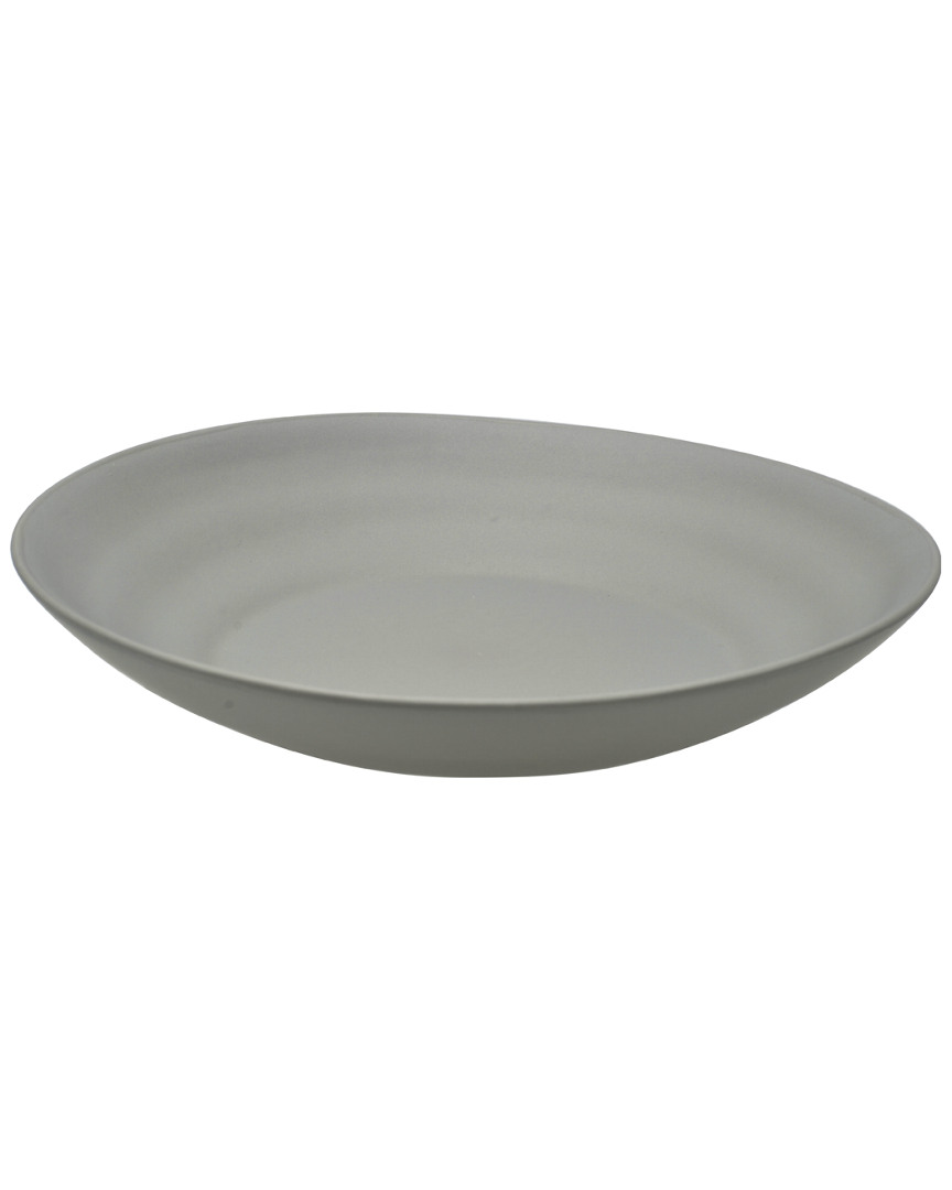 Set of Six 9.75in Wave Matte Grey Pasta Plates