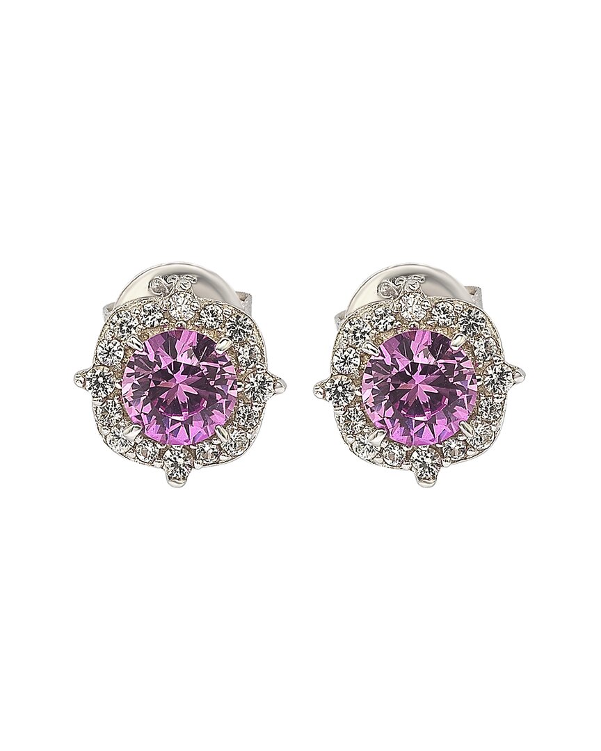 Silver 0.02 Ct. Tw. Diamond & Sapphire Earrings