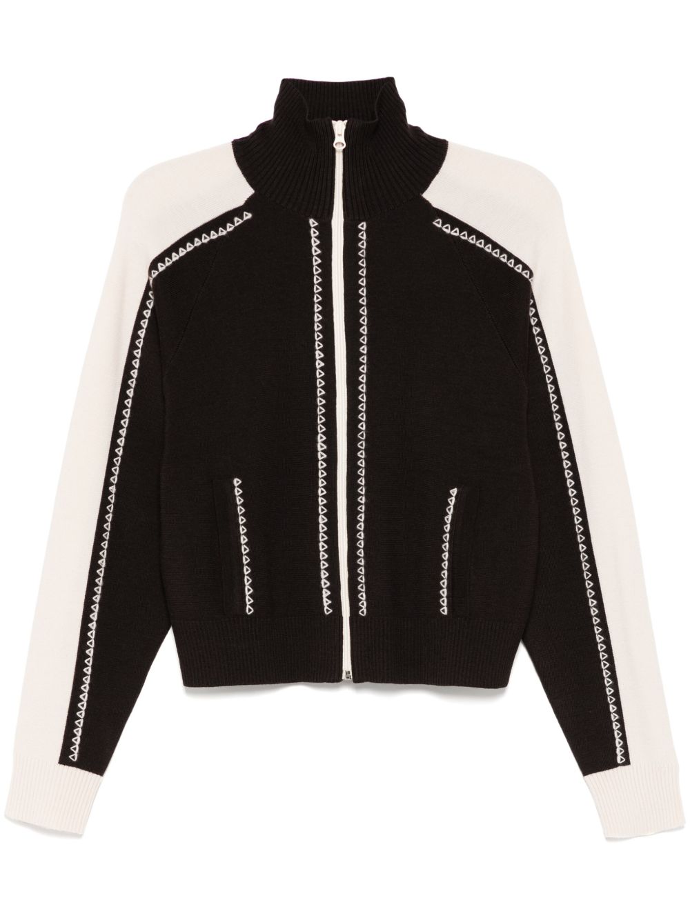 Embroidered Knitted track jacket - Brown