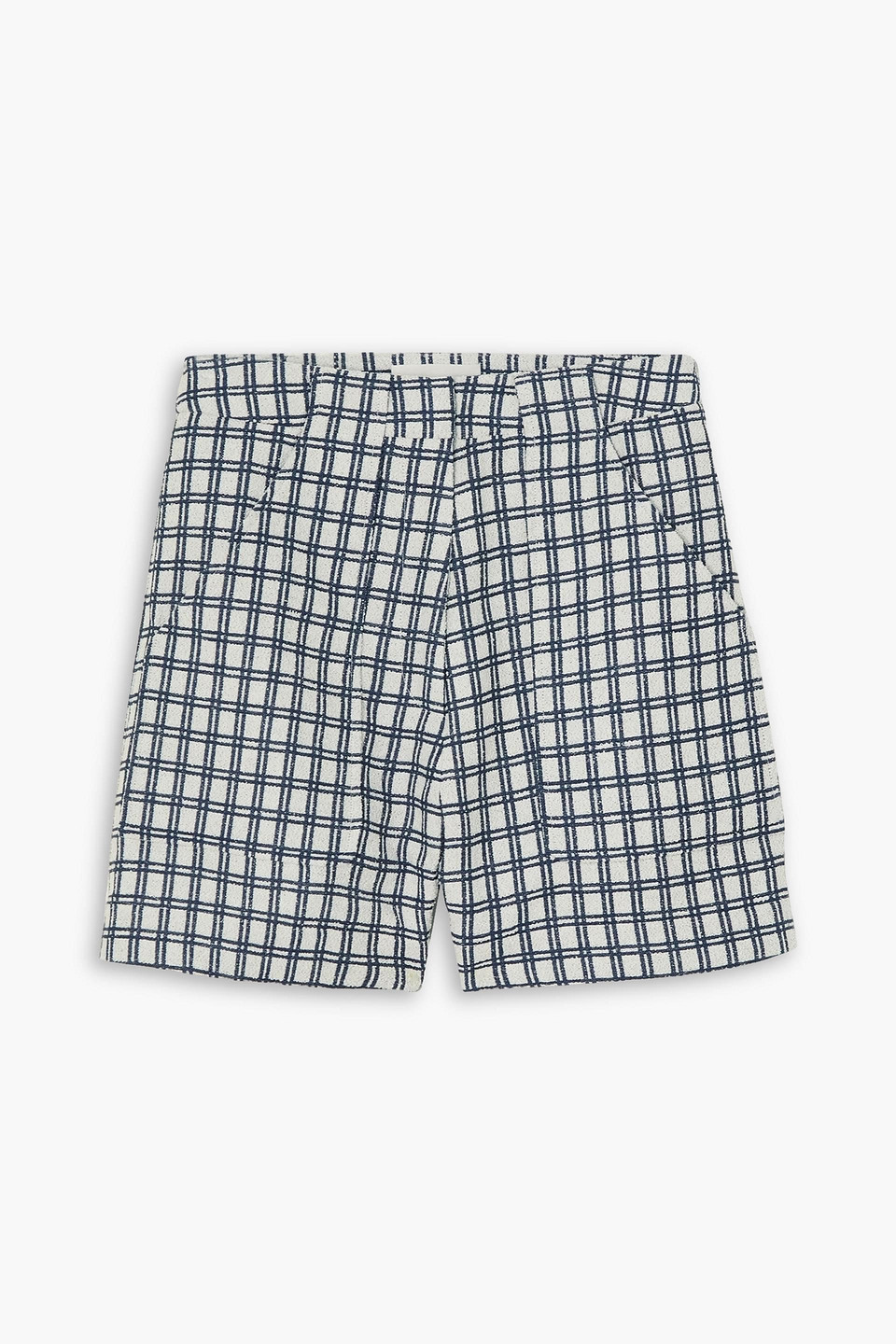 Checked cotton-blend bouclé-jacquard shorts