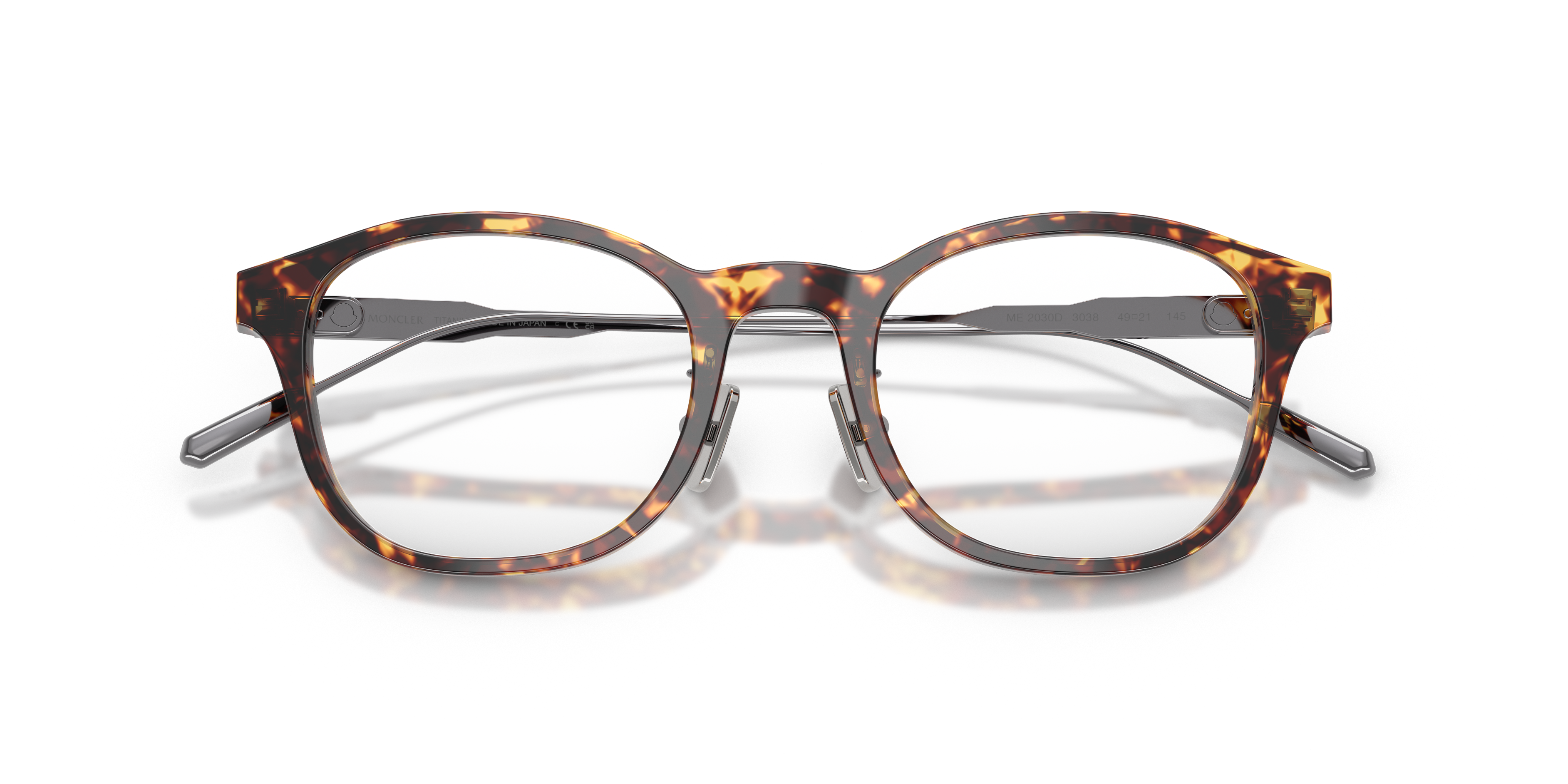 Moncler Unisex Moncler ME2030D 3038 Monturas ópticas Acetato Tortuga Transparente Pantos Norma