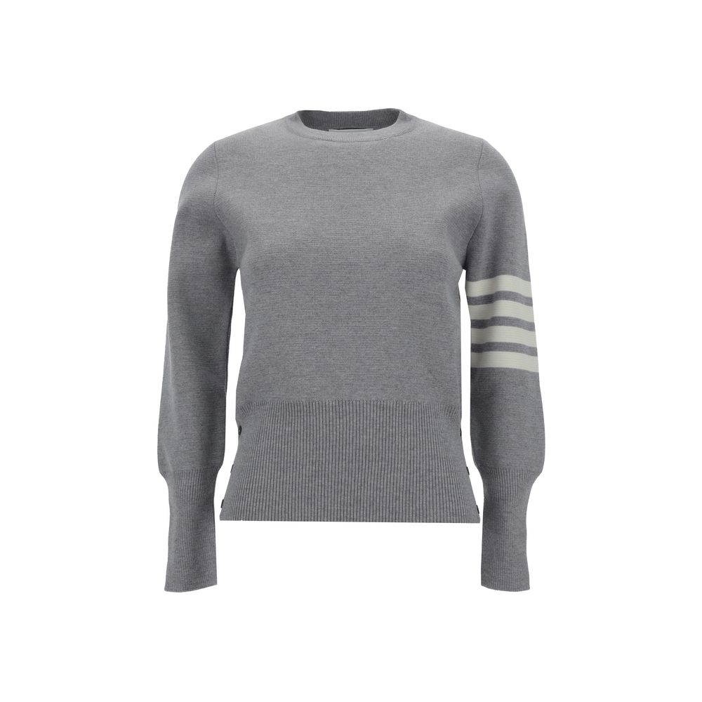 Virgin Wool with Signature Stripes Sweater — Gray