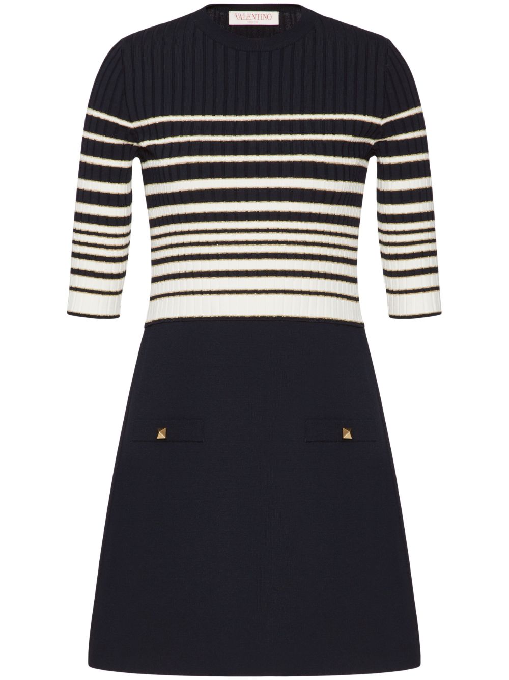 Striped lurex mini dress - Black