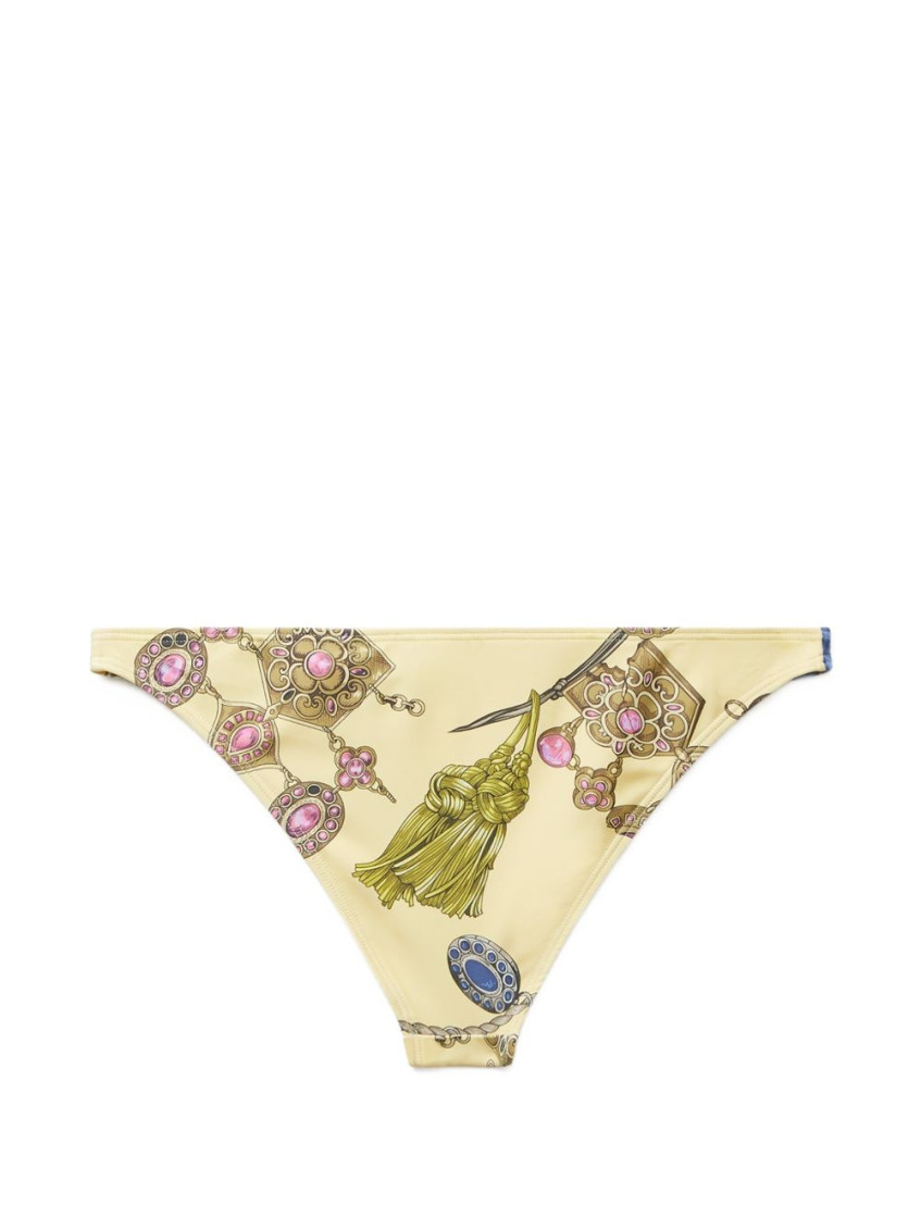 Beige Printed Bikini Bottom Swimwear