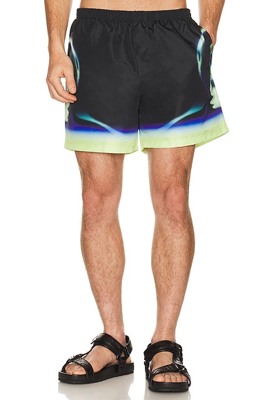 Casablanca Sporchid Black Printed Swim Shorts in Black. - S also in XXL/2X