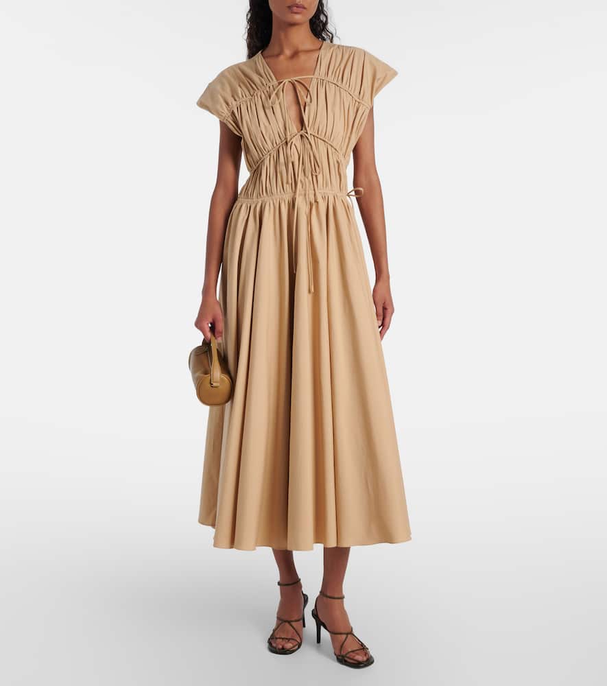 Ceres gathered cotton midi dress