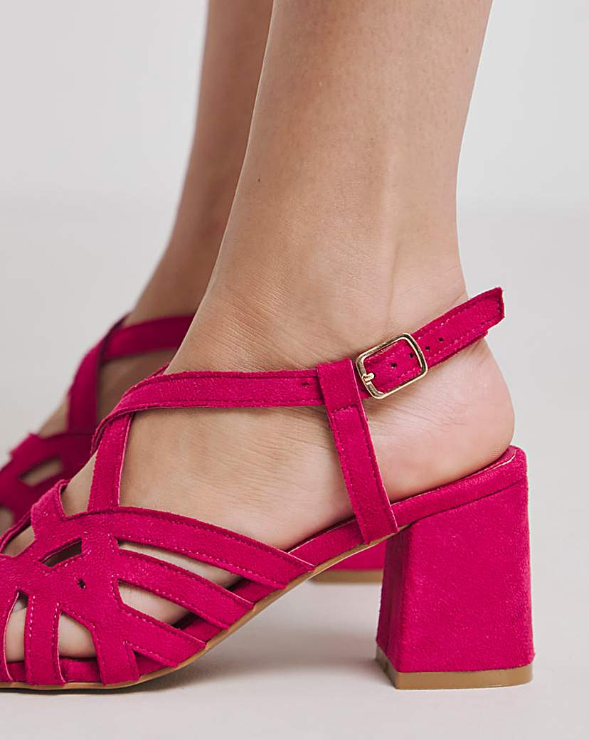 Multi Strap Block Heel Sandals Ex Wide