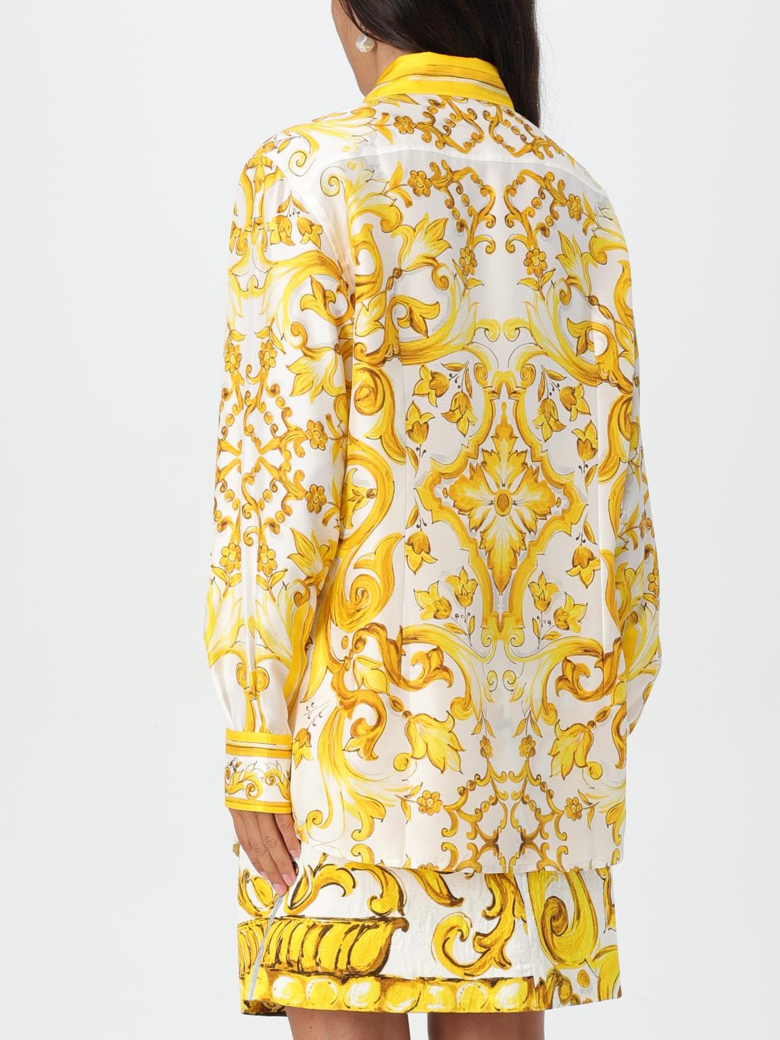 Majolica-print silk shirt - Yellow