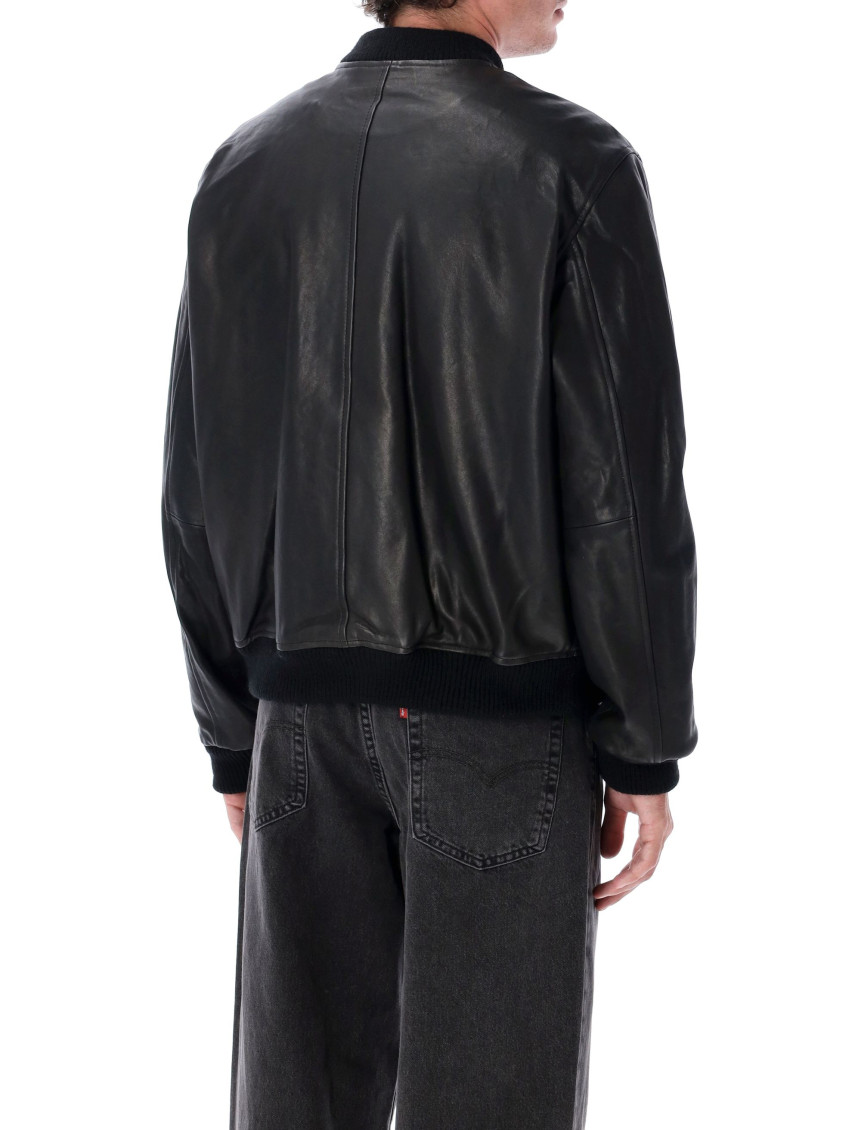 Black Leather Bomber Jacket