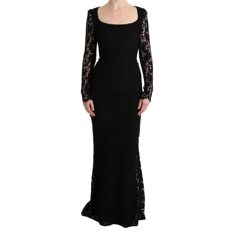 Floral Lace Sheath Dress — Black
