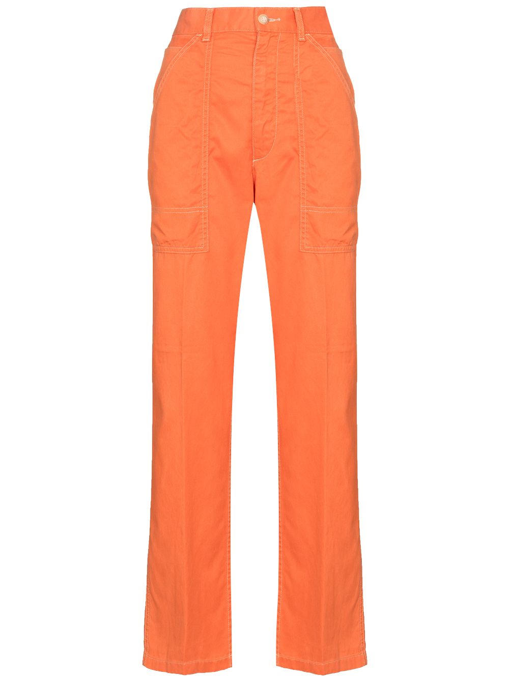 Twill straight-leg utility trousers - Orange