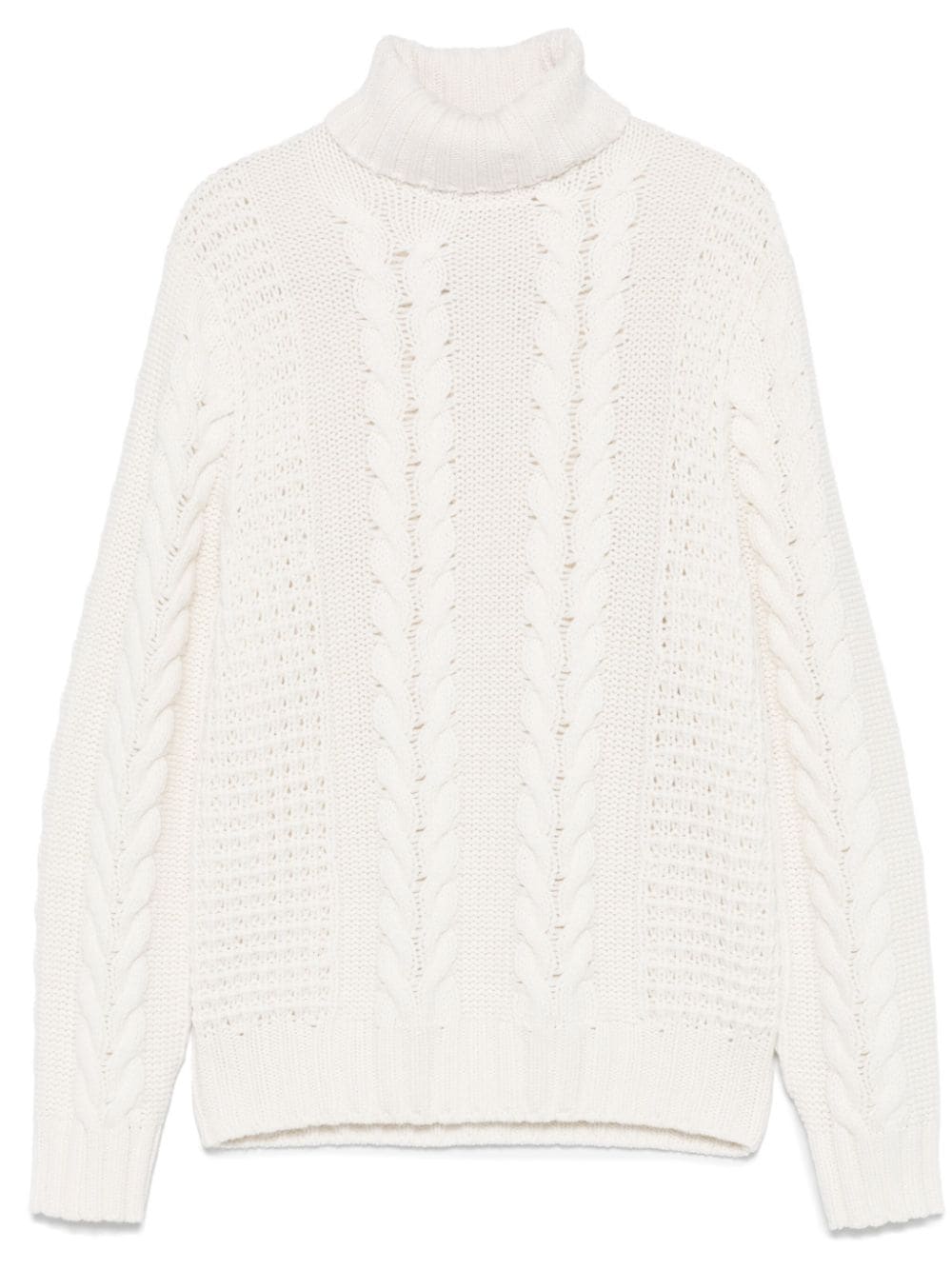 Cable-knit sweater - White