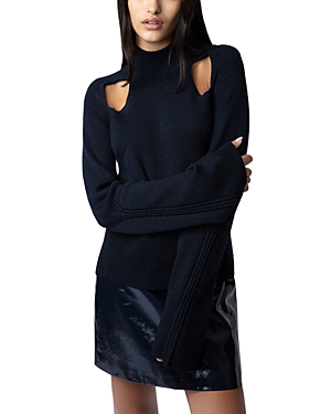 Micky cut-out merino-wool jumper - Blue