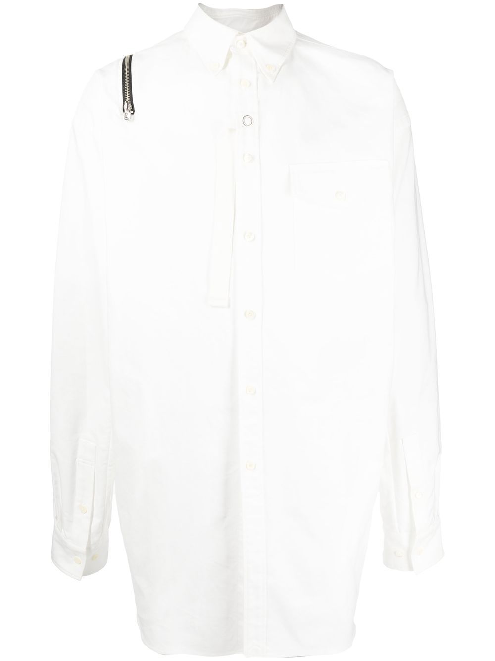 Zip-detail long-sleeved shirt - White
